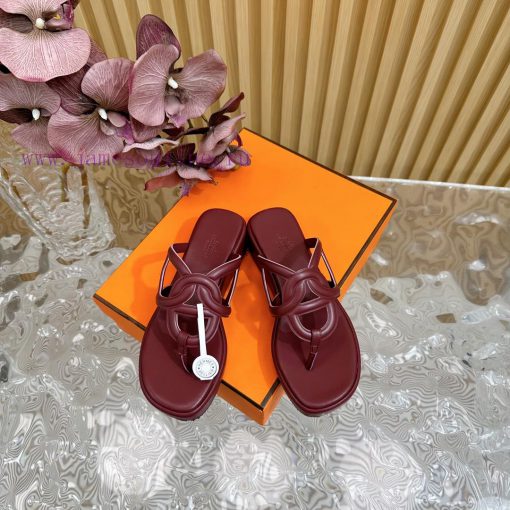 Top notch heel Hemers 2024 SS Hermes early spring new clip on thick soled slippers with genua013cgux - Image 4