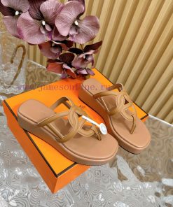 Top notch heel Hemers 2024 SS Hermes early spring new clip on thick soled slippers with genu37cqn5dv