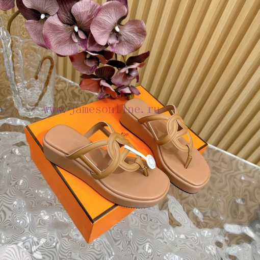 Top notch heel Hemers 2024 SS Hermes early spring new clip on thick soled slippers with genu37cqn5dv