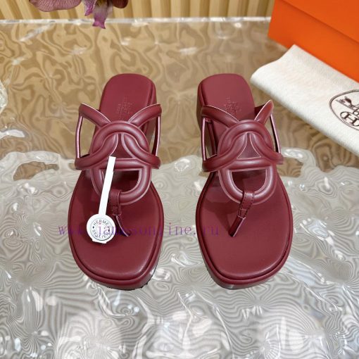 Top notch heel Hemers 2024 SS Hermes early spring new clip on thick soled slippers with genua013cgux - Image 10