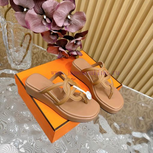 Top notch heel Hemers 2024 SS Hermes early spring new clip on thick soled slippers with genu37cqn5dv - Image 2