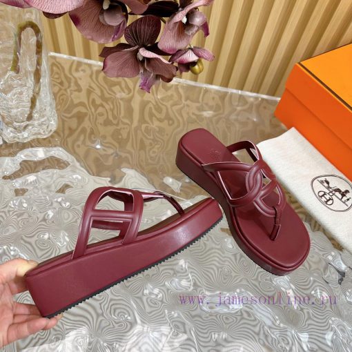 Top notch heel Hemers 2024 SS Hermes early spring new clip on thick soled slippers with genua013cgux - Image 11