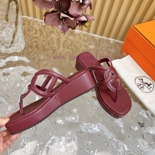 Top notch heel Hemers 2024 SS Hermes early spring new clip on thick soled slippers with genua013cgux - Image 12
