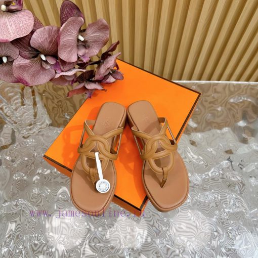 Top notch heel Hemers 2024 SS Hermes early spring new clip on thick soled slippers with genu37cqn5dv - Image 4