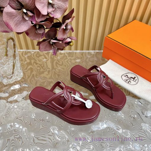 Top notch heel Hemers 2024 SS Hermes early spring new clip on thick soled slippers with genua013cgux - Image 14