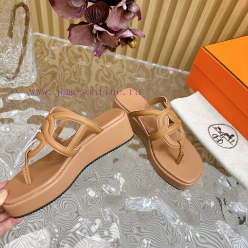 Top notch heel Hemers 2024 SS Hermes early spring new clip on thick soled slippers with genu37cqn5dv - Image 17