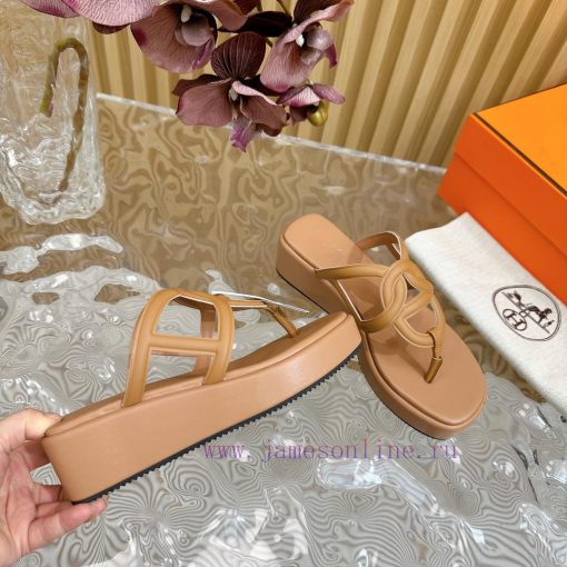 Top notch heel Hemers 2024 SS Hermes early spring new clip on thick soled slippers with genu37cqn5dv - Image 18