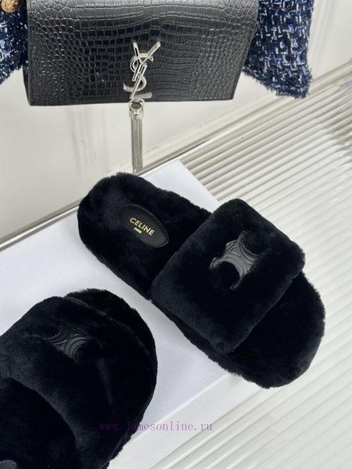 CELINE/Celine Classic Autumn/Winter Thick BottomLazy hairy slippersThis season's Celine madexdk7l359 - Image 15