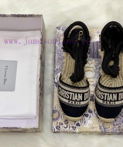 Dior's popular Dior letter embroidery strap, tassel wedge sandals, OBLIQUE pattern jacquard j0zqv6wp