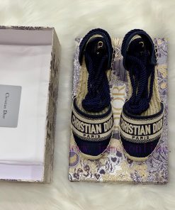 Dior's popular Dior letter embroidery strap, tassel wedge sandals, OBLIQUE pattern jacquard r2y74zl2