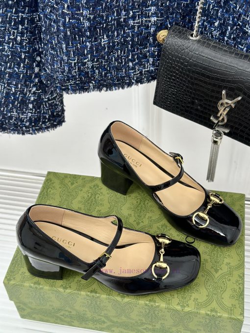 Gucci's timeless classic style with a horseneck buckle, fashionable Mary Jane single shoeOria3vmzszn - Image 4
