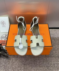 Hermes Spring/Summer Classic Santorini Color blocked I-shaped Dragging Women's Shoes H Home 0em6qw3l