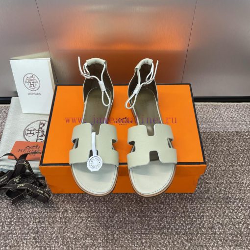Hermes Spring/Summer Classic Santorini Color blocked I-shaped Dragging Women's Shoes H Home 0em6qw3l
