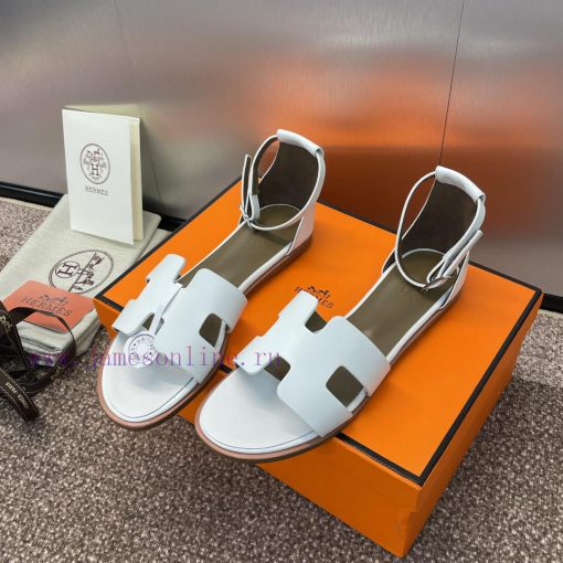 Hermes Spring/Summer Classic Santorini Color blocked I-shaped Dragging Women's Shoes H Home 179qpzdg - Image 3