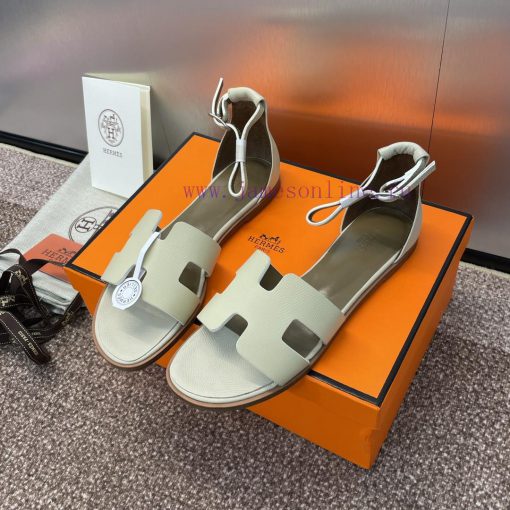 Hermes Spring/Summer Classic Santorini Color blocked I-shaped Dragging Women's Shoes H Home 0em6qw3l - Image 3