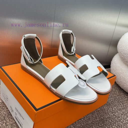 Hermes Spring/Summer Classic Santorini Color blocked I-shaped Dragging Women's Shoes H Home 179qpzdg - Image 4