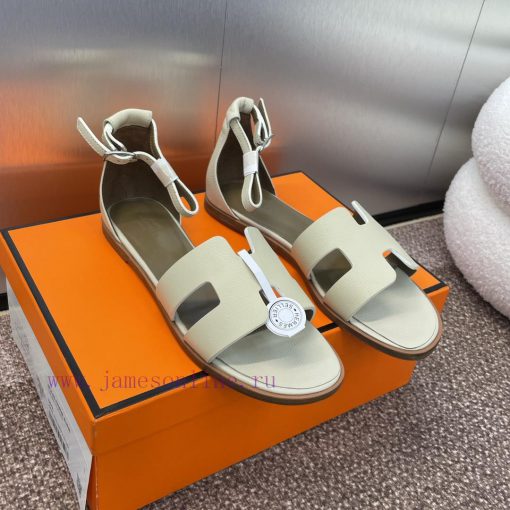 Hermes Spring/Summer Classic Santorini Color blocked I-shaped Dragging Women's Shoes H Home 0em6qw3l - Image 4