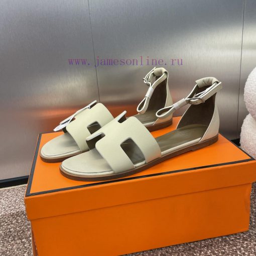 Hermes Spring/Summer Classic Santorini Color blocked I-shaped Dragging Women's Shoes H Home 0em6qw3l - Image 6