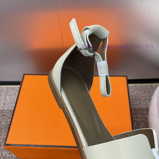 Hermes Spring/Summer Classic Santorini Color blocked I-shaped Dragging Women's Shoes H Home 0em6qw3l - Image 9