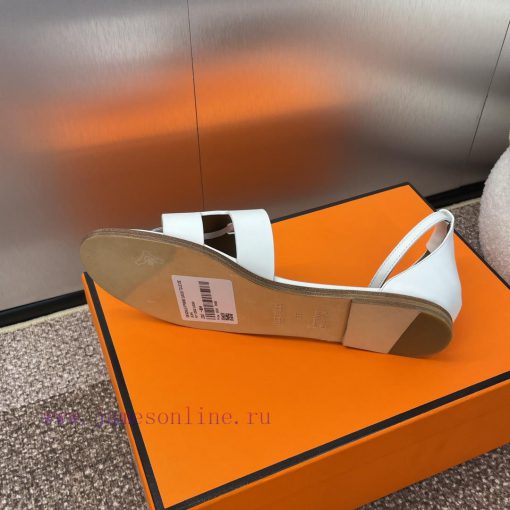 Hermes Spring/Summer Classic Santorini Color blocked I-shaped Dragging Women's Shoes H Home 179qpzdg - Image 10