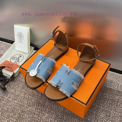 Hermes Spring/Summer Classic Santorini Color blocked I-shaped Dragging Women's Shoes H Home 1hjq7gdb - Image 7