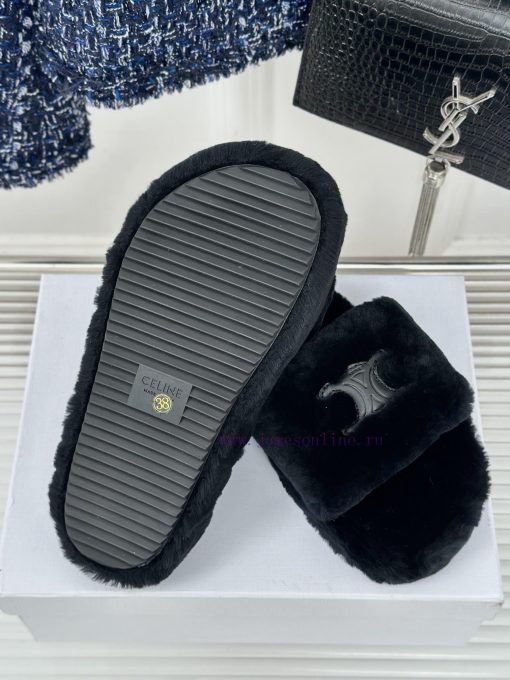 CELINE/Celine Classic Autumn/Winter Thick BottomLazy hairy slippersThis season's Celine madexdk7l359 - Image 10