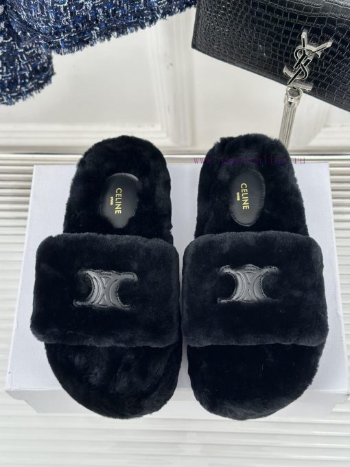 CELINE/Celine Classic Autumn/Winter Thick BottomLazy hairy slippersThis season's Celine madexdk7l359 - Image 14