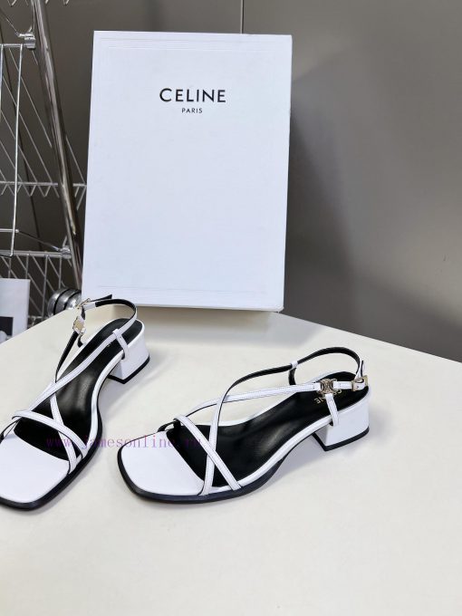 Celine's Spring/Summer Retro Triumphal Arch Fashionable Coarse Heels Sandals, Paired with So9pgzn02r - Image 4