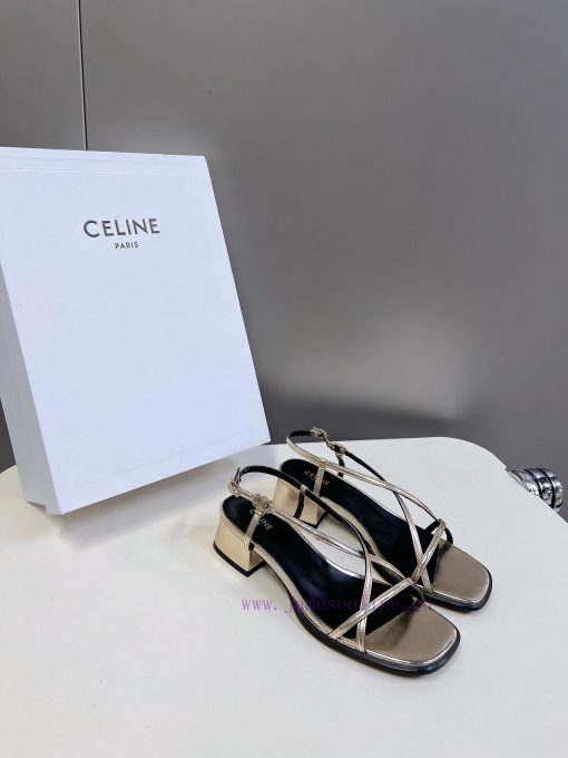 Celine's Spring/Summer Retro Triumphal Arch Fashionable Coarse Heels Sandals, Paired with Sodoluqo82 - Image 3