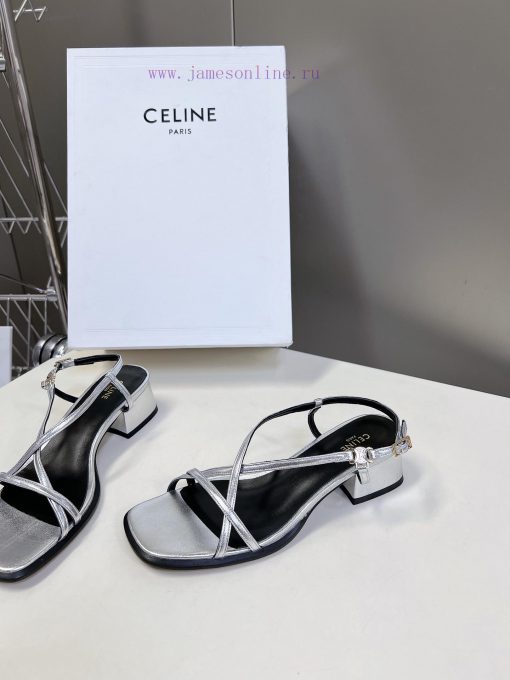 Celine's Spring/Summer Retro Triumphal Arch Fashionable Coarse Heels Sandals, Paired with Soz2zrumph - Image 4