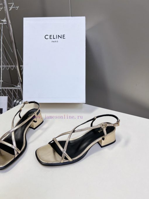 Celine's Spring/Summer Retro Triumphal Arch Fashionable Coarse Heels Sandals, Paired with Sodoluqo82 - Image 4