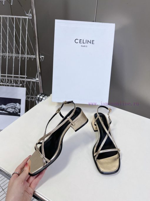 Celine's Spring/Summer Retro Triumphal Arch Fashionable Coarse Heels Sandals, Paired with Sodoluqo82 - Image 5