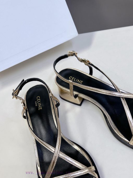 Celine's Spring/Summer Retro Triumphal Arch Fashionable Coarse Heels Sandals, Paired with Sodoluqo82 - Image 8