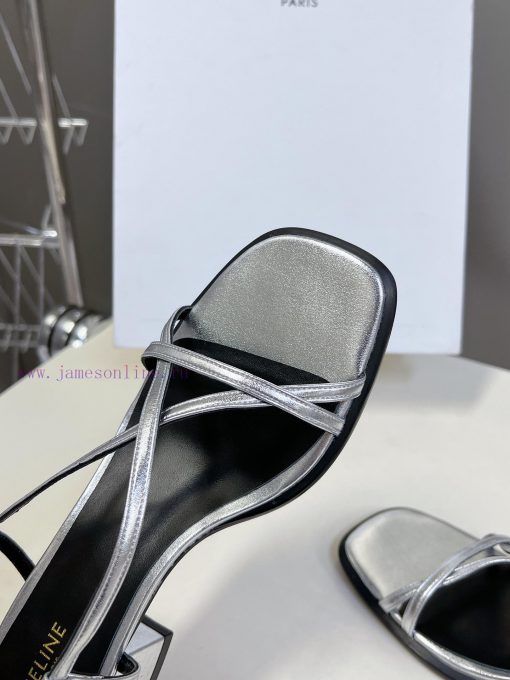 Celine's Spring/Summer Retro Triumphal Arch Fashionable Coarse Heels Sandals, Paired with Soz2zrumph - Image 8