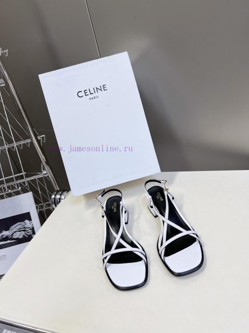 Celine's Spring/Summer Retro Triumphal Arch Fashionable Coarse Heels Sandals, Paired with So9pgzn02r - Image 11