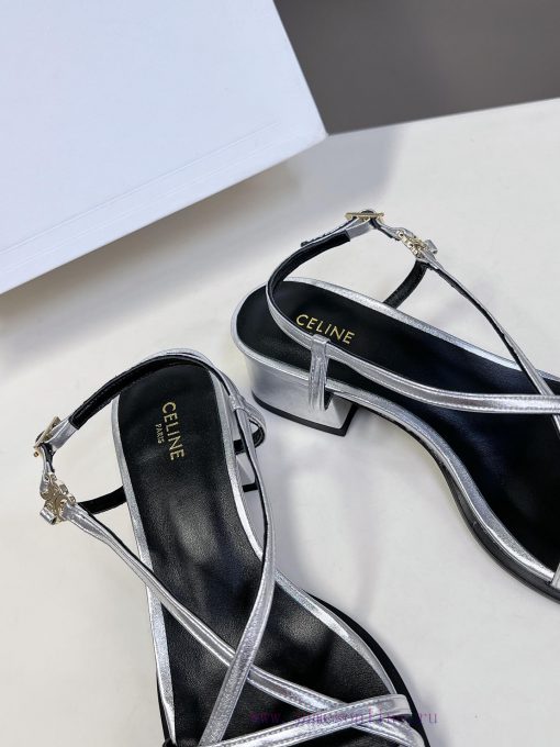 Celine's Spring/Summer Retro Triumphal Arch Fashionable Coarse Heels Sandals, Paired with Soz2zrumph - Image 9