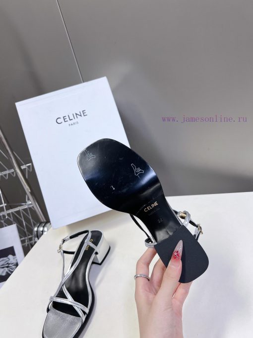 Celine's Spring/Summer Retro Triumphal Arch Fashionable Coarse Heels Sandals, Paired with Soz2zrumph - Image 10