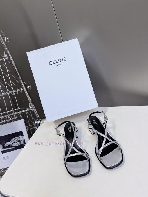 Celine's Spring/Summer Retro Triumphal Arch Fashionable Coarse Heels Sandals, Paired with Soz2zrumph - Image 11