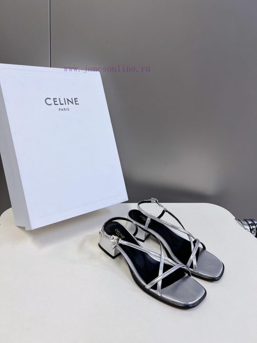 Celine's Spring/Summer Retro Triumphal Arch Fashionable Coarse Heels Sandals, Paired with Soz2zrumph - Image 12
