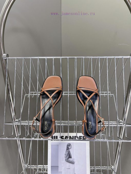 Celine's Spring/Summer Retro Triumphal Arch Fashionable Coarse Heels Sandals, Paired with Soyjp8p0b2 - Image 16