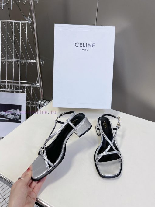 Celine's Spring/Summer Retro Triumphal Arch Fashionable Coarse Heels Sandals, Paired with Soz2zrumph - Image 14