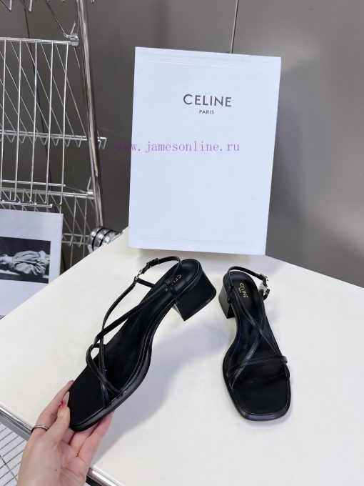 Celine's Spring/Summer Retro Triumphal Arch Fashionable Coarse Heels Sandals, Paired with Somnb755wx - Image 14