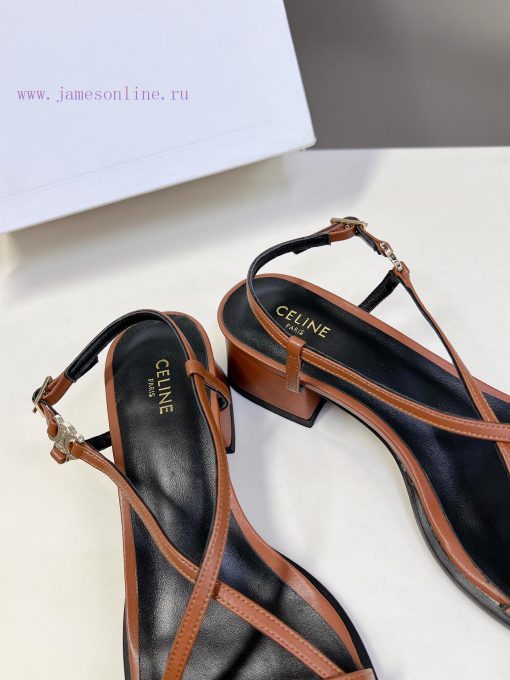 Celine's Spring/Summer Retro Triumphal Arch Fashionable Coarse Heels Sandals, Paired with Soyjp8p0b2 - Image 18