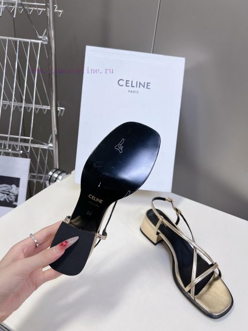Celine's Spring/Summer Retro Triumphal Arch Fashionable Coarse Heels Sandals, Paired with Sodoluqo82 - Image 19