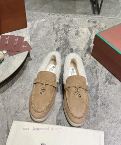 Female male 10Loro Pian * Classic Popular LP Top British Tassel Flat Hairy loafers Upgraded d1vs1ftt