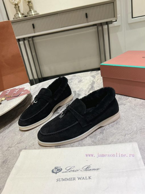 Female male 10Loro Pian * Classic Popular LP Top British Tassel Flat Hairy loafers Upgraded 151r9viq - Image 4