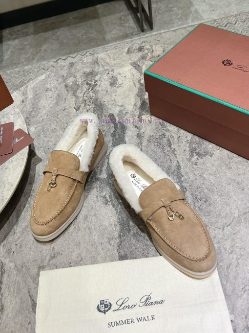 Female male 10Loro Pian * Classic Popular LP Top British Tassel Flat Hairy loafers Upgraded d1vs1ftt - Image 3