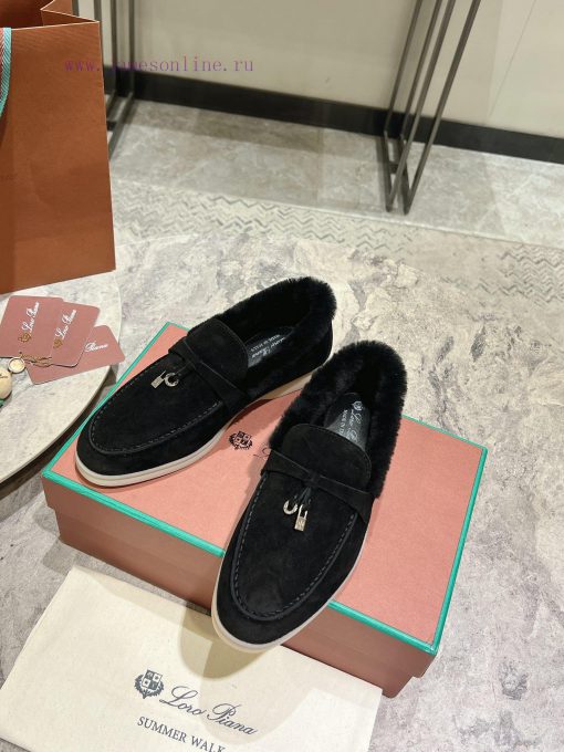 Female male 10Loro Pian * Classic Popular LP Top British Tassel Flat Hairy loafers Upgraded 151r9viq - Image 8