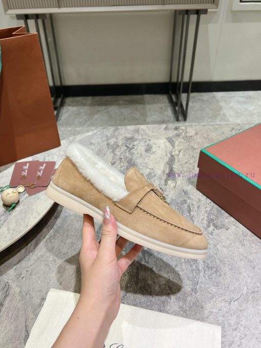 Female male 10Loro Pian * Classic Popular LP Top British Tassel Flat Hairy loafers Upgraded d1vs1ftt - Image 7