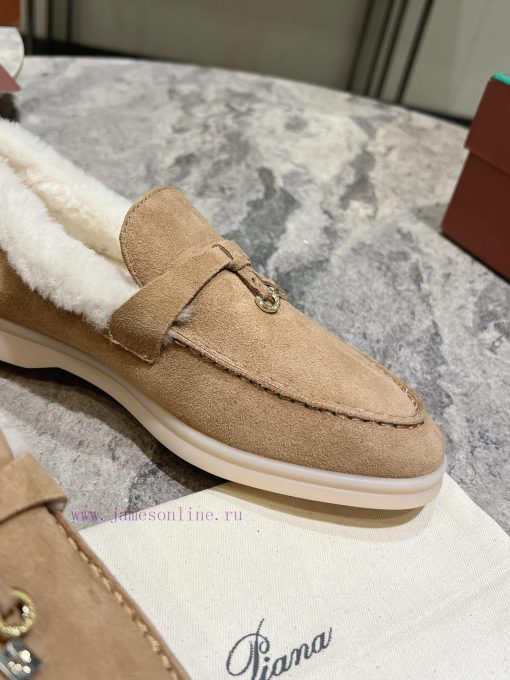 Female male 10Loro Pian * Classic Popular LP Top British Tassel Flat Hairy loafers Upgraded d1vs1ftt - Image 9